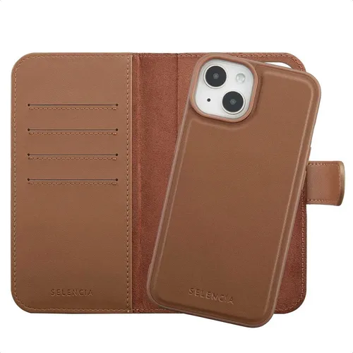 Selencia Olyn Abnehmbare Bookcase mit MagSafe Apple iPhone 14 / 13 - Braun