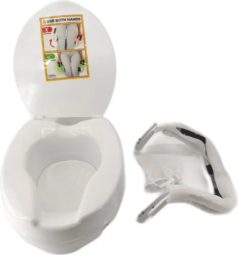PEPE Mobility Toilettensitzerhöhung mit Armlehnen 10cm - Toilettensitzerhöhung für Erwachsene, bietet Sicherheit und Komfort für Menschen mit eingeschränkter Mobilität, einfach zu montieren und pflegeleicht.