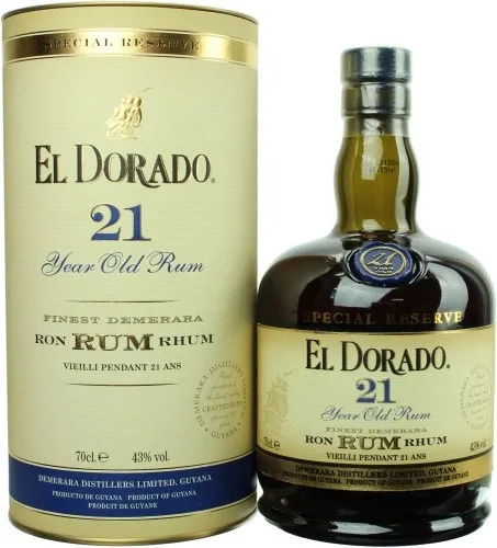El Dorado 21 Jahre Rum - Rum aus Guyana, 21 Jahre gereift, bietet ein komplexes Aromenspiel und samtige Weichheit für puren Genuss. Ideal für Kenner und Genießer.