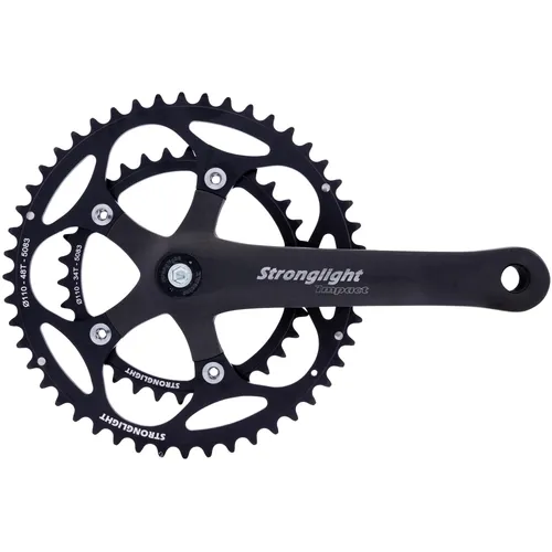 Stronglight Kurbelgarnitur 2F IMPACT 170 mm schwarz 34/48 - Fahrradkurbeln mit hochwertiger Aluminiumlegierung für maximale Stabilität und geringes Gewicht, ideal für sportliche Fahrer.