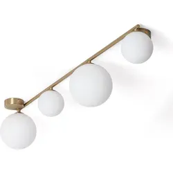LEDKIA LIGHTING Deckenleuchte Amatler | 4 Strahler aus Metall & Glas - Lampen für Wohnzimmer, Küche und Schlafzimmer mit anpassbarer Lichtstimmung durch G9-Glühbirnen. Elegantes Design mit goldenen Akzenten für eine stilvolle Atmosphäre.