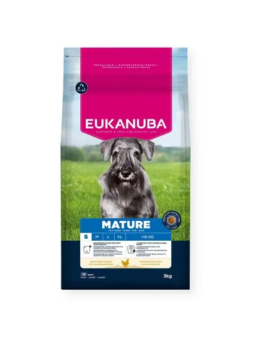 Eukanuba Mature Small Breed Fresh Chicken 3kg - Premium-Hundefutter für kleine, reife Hunde ab 8 Jahren, mit frischem Huhn. Unterstützt gesunde Gelenke und Verdauung, fördert Vitalität und ein glänzendes Fell. Ideal für das gesunde Altern.
