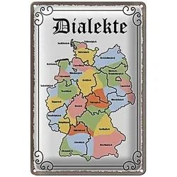 Roomando Metallschild Blechschild Spruch 20x30cm Dialekte Karte Bundesländer 20x30