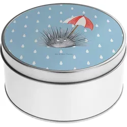 Mr. & Mrs. Panda Blechdose rund Seeigel - Blau Pastell - Geschenk, Achtsamkeit, Meerestiere, Geschenkbox, Hier und Jetzt, Leben, Blechdosen mit Dec... - Blau