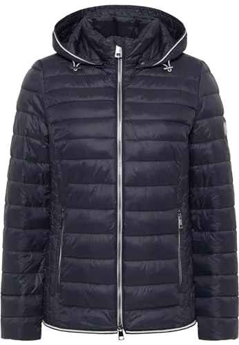 Barbara Lebek Steppjacke Damen mit Kapuze in Dunkelblau, Größe 52 EU - Stylische Steppjacke für Damen, ideal als Übergangsjacke. Mit abknöpfbarer Kapuze und Reißverschluss für optimalen Tragekomfort.