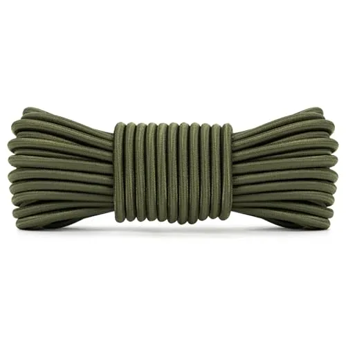 Abma Cord Gummiseil Expanderseil 5mm 10M Gummischnur UV Beständig Planenseil 100% Dehnung Spannseil für Plane, Anhängerplane, Sonnensegel, Zelte, Banner - Olivgrün