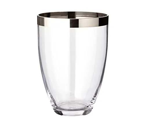 EDZARD Vase Charlotte, mundgeblasenes Kristallglas mit Platinrand - Vasen - Stilvolle Blumenvase aus hochwertigem Kristallglas mit edlem Platinrand, ideal für Tulpen und jede Tischdekoration.