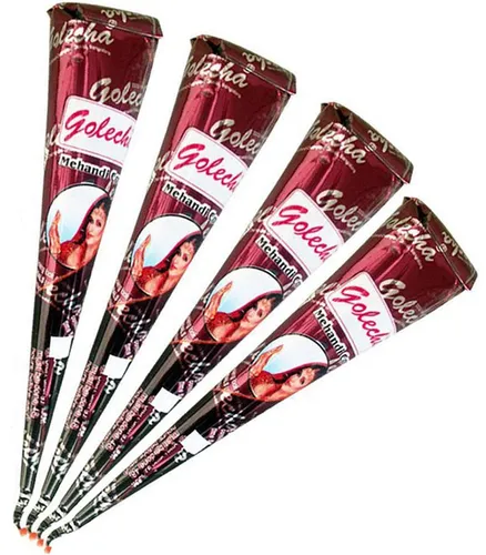 Golecha 100 % natürliche Hennapaste, Rotbraun, 4er-Pack - Hochwertige Hennapaste für kreative Designs, ideal für temporäre Tattoos. 100% pflanzlich, hautfreundlich und Halal-zertifiziert. Enthält keine schädlichen Chemikalien.