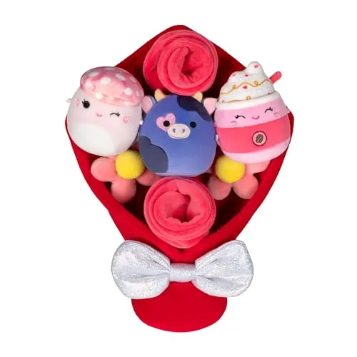 Squishmallows Micromallows SQMM0222 - Blumenstrauß Valentinstag - Kreatives Spielzeug-Set mit 3 Plüschfiguren im bunten Blumenstrauß-Design, ideal für Geschenke und um Freude zu bereiten.