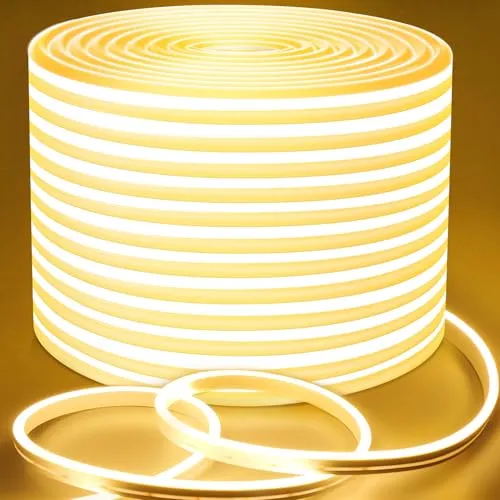 Lamomo LED Streifen 15M, Neon Dimmbar LED Strip, Warmweiss Wasserdicht 3000K Led Leiste, Silikon Flexibel Outdoor Lichtleiste, Flexibel Indirekte Beleuchtung für Innen Aussenbereich Heim Küche Deko