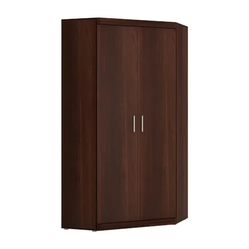 Lomadox Eckschrank IMPERIA-129 - Eckkleiderschrank im edlen Nussbaum-Design, zeitlos und elegant, ideal für platzsparende Lösungen im Wohnzimmer oder Flur.
