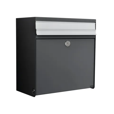 Renz MEFA Briefkasten Fuga 460, Stahl in Basaltgrau Struktur mit Aluminium 5701867016344