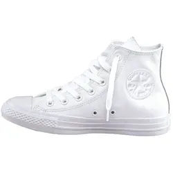 CONVERSE Chuck Taylor All Star Hi Monocrome Leather - Sneaker in Weiß, Gr. 44 - Sportlicher Canvassneaker aus hochwertigem Leder mit unifarbenem Design und Gummikappe. Ideal für trendbewusste Sneaker-Liebhaber.