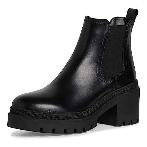 Tamaris Chelsea Boot 1-25459-41 003 normal - Wanderschuhe mit gepolsterter TOUCH-IT Decksohle, aus echtem Leder, modernem Design und komfortablem Blockabsatz von 7.5 cm.