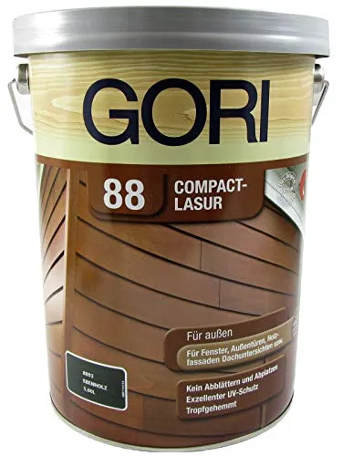 Gori 88 Compact Holz Lasur Kalkweiss 8855, 5,00 Liter - Lacke mit exzellentem Witterungs- und UV-Schutz, tropf- und spritzgehemmt für optimalen Holzschutz ohne Abblättern.