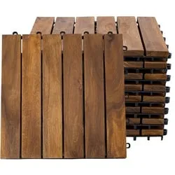 Holzfliese Akazie 30 x 30 cm - Wetterfeste Terrassenplatten mit Klicksystem - Außenanbau: Rutschfeste Holzfliesen aus wetterfestem Akazienholz, einfaches Verlegen dank cleverem Klicksystem, ideal für Balkon und Terrasse, 9er Set.