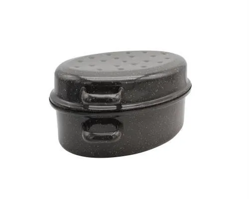 Krüger Gansbräter Schmortopf 30cm - Emaillierter ovaler Bräter, ofenfest bis 240°C, ideal für schmackhafte Gerichte. Leicht zu reinigen und für alle Herdtypen geeignet.