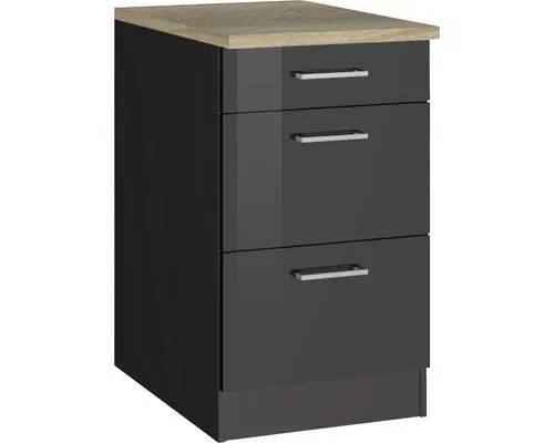 Held Möbel Auszugunterschrank Mailand 50 x 60 x 85 cm grau hochglanz - Stylischer Auszugunterschrank mit modernen Hochglanzflächen. Ideal für jede Küche, sorgt für Ordnung und Platzersparnis bei optimaler Funktionalität.