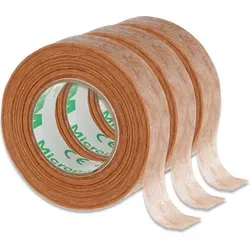 3M Micropore Vliespflaster Hypoallergen, 1,25cm x 9,14m - 3 Rollen - Pflaster für Wimpernverlängerung und Hautpflege, hypoallergen und atmungsaktiv für höchsten Komfort und Präzision.