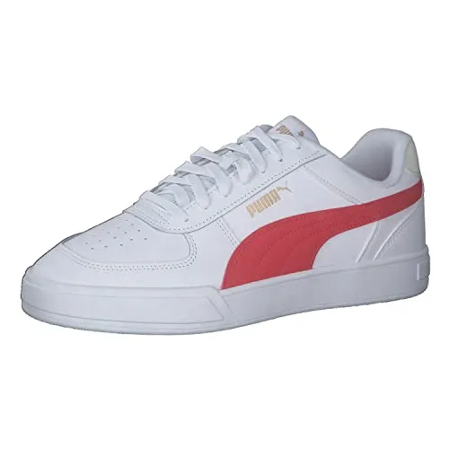 PUMA Unisex Adults' Fashion Shoes CAVEN Trainers & Sneakers, PUMA WHITE-FOR ALL TIME RED-PUMA GOLD, 44