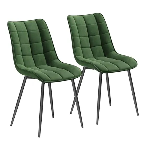 WOLTU Esszimmerstuhl aus Samt in Grün - Eleganter Esszimmerstuhl aus flauschigem Samt, ideal für stilvolle Küchen und Wohnzimmer. Verstellbare Höhe für optimalen Komfort.