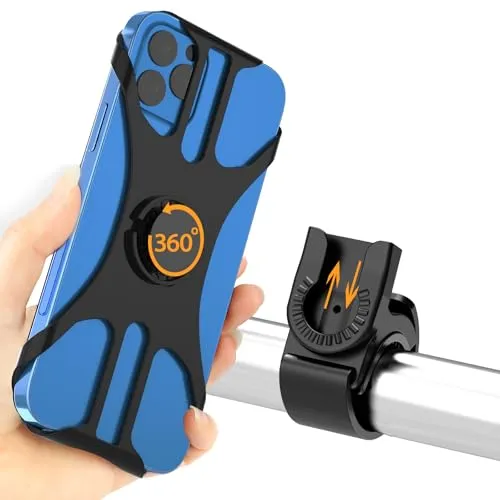 Rouclo Universelle Handyhalterung für Fahrrad, 360° drehbar - Praktische Handyhalterung für Fahrräder und Motorräder, kompatibel mit 4,5-7 Zoll Smartphones. 360° drehbar für optimalen Blickwinkel, einfache Installation ohne Werkzeug und sichere Befestigung auf jedem Lenker.