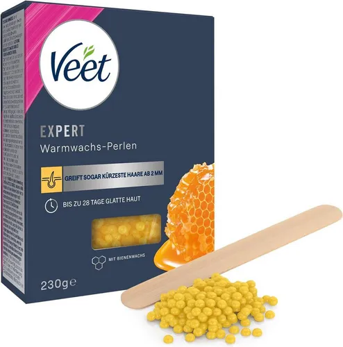 Veet Wax Beads with Beeswax 230g - Für seidig glatte Haut - Epilierer für einfache Haarentfernung zu Hause, mit natürlichen Bienenwachs-Perlen für bis zu 28 Tage glatte Haut ohne Rasur und Schnittgefahr.