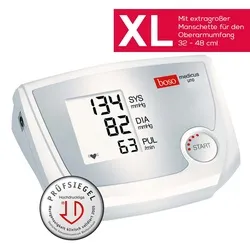 boso medicus uno Oberarm-Blutdruckmessgerät mit XL-Manschette - Blutdruckmessgeräte für präzises Messen am Oberarm, ideal für stärkeren Armumfang. Einfache Einknopfbedienung und automatische Speicherung der letzten Messung.