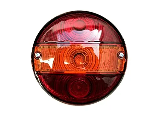 MelTruck 3-Funktionen Rückleuchte 12V/24V für Anhänger, Traktor, Schlepper, Trailer, Wohnwagen, LKW – Positionslicht, Bremslicht, Blinker – Ø140 mm, E20