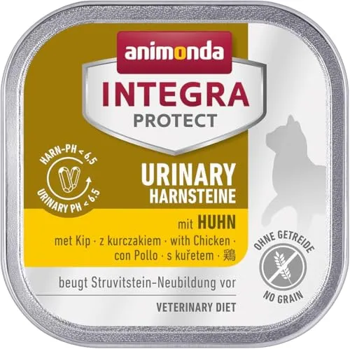 animonda INTEGRA PROTECT Urinary Oxal mit Huhn (16 x 100 g), Katzen Diätfutter bei Harnsteinen, Katzenfutter verringert die Bildung von Oxalsteinen, Nassfutter für Katzen ohne Getreide