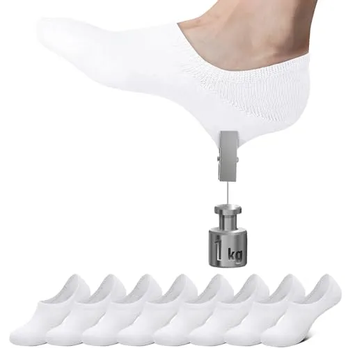 Falechay Sneaker Socken Damen Herren Füßlinge Footies 8 Paar Kurze Großes Silikonpad Verhindert Verrutschen Unsichtbare weiß 35-38