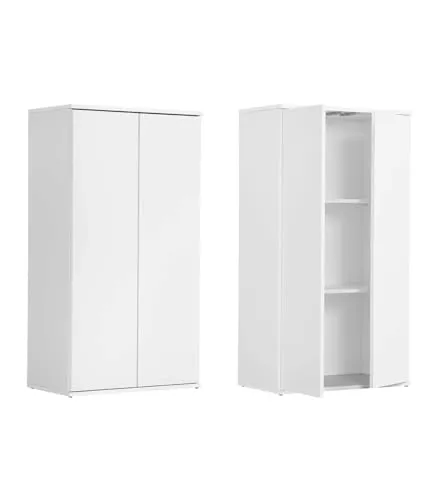 mokebo Mehrzweckschrank Der Schlanke - Stilvoller 2-türiger Aufbewahrungsschrank in Weiß, ideal für Akten, Schuhe oder diverse Utensilien. Nachhaltige Materialien und einfache Montage machen ihn zur perfekten Wahl für jedes Zuhause.