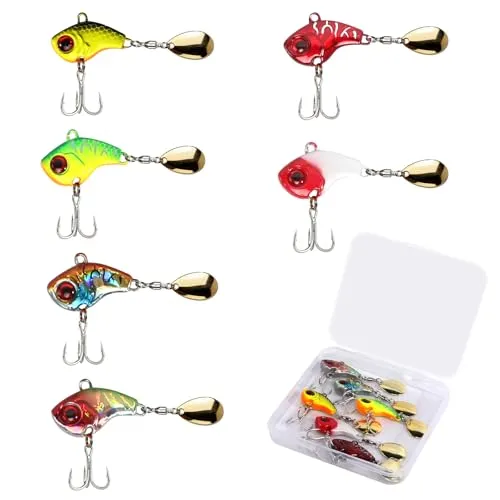 Angelköder Set 6 Stück Jig Spinner Angeln Spinnerbait Kunstköder Hecht Köder Angel Köder für Barsch Hecht Zander Wels Döbel