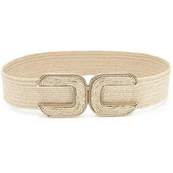 LASCANA Taillengürtel Stretchgürtel, Schmuckgürtel NEU elastischer Gürtel für Kleid & Overall, Bauchgürtel, Bast-Optik beige 85