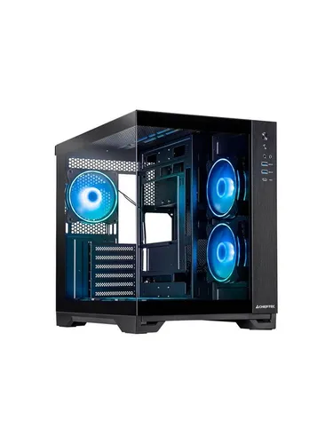 Visio Tower Gehäuse - Schwarz - PC-Gehäuse im eleganten Tower-Design mit gehärtetem Glas, ideal für individuelle Gaming- oder Arbeits-PCs.