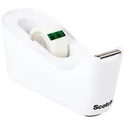 Scotch Klebeband-Abroller C18 - Weiß + Scotch Magic Unsichtbares Klebeband 19 mm x 33 m, einhändig abrollbar und ideal für Dokumente