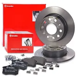 Brembo Bremsscheiben + Bremsbeläge hinten (10698040) für Seat, VW, Skoda, Audi - Hochwertige Brembo Bremsscheiben + Bremsbeläge (10698040) für zuverlässige Bremsleistung. Ideal für verschiedene Modelle von Seat, VW, Skoda und Audi. Inklusive Zubehör für einfache Montage.