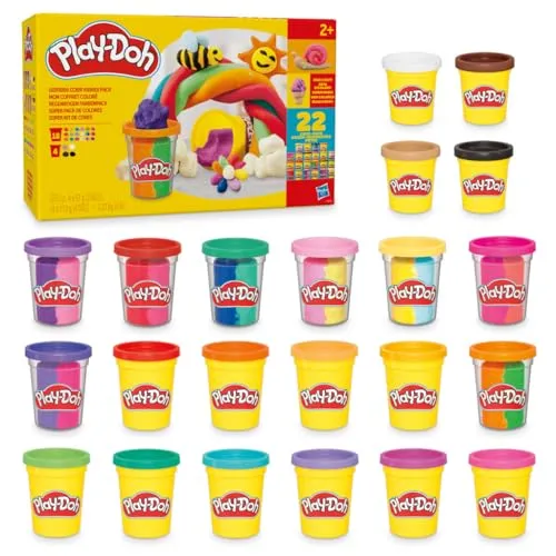 Play-Doh Regenbogen Farbenpack mit 22 Dosen, viele zum Basteln und Kneten, perfekt als Geburtstagsgeschenk für Kinder