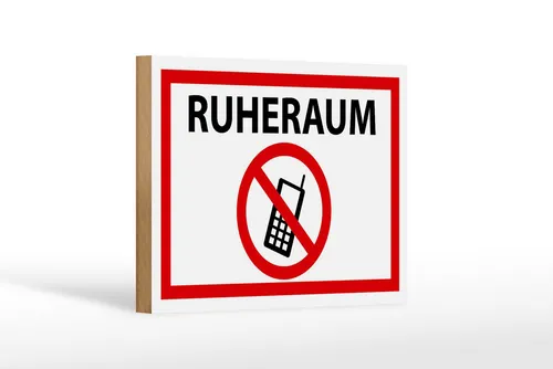 Holzschild Hinweis 18x12 cm Ruheraum Handy verboten Holz Deko Schild wooden sign