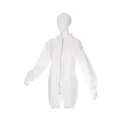 MED-COMFORT PP Vlies Besucherjacke mit Reissverschluss - Hygienische Besucherjacke aus robustem Polypropylen, ideal für den professionellen Einsatz. Mit Reißverschluss für einfachen Zugang und großzügiger Passform (900 mm Länge, 1380 mm Breite). 1 Stück pro Packung, 100 Packungen pro Karton.