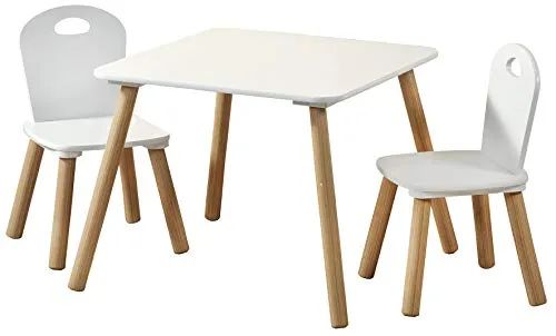 Kesper Kindertisch mit 2 Stühlen - Faserplatte, weiß, ideal für Kinder von 2-6 Jahren, robust und standfest