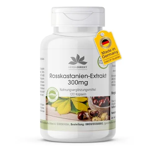 ROSSKASTANIEN EXTRAKT 300 mg Kapseln – 120 Stück - Hochwertige Kapseln mit Rosskastanienextrakt, ideal zur Unterstützung der täglichen Ernährung. Praktische 120 Stück für eine einfache Dosierung.