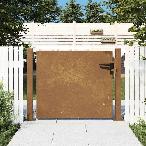 vidaXL Gartentor 105x105 cm aus Cortenstahl – Wetterfest und Abschließbar - Gartentor aus robustem Cortenstahl, das durch seine Wetterfestigkeit und elegante Rost-Optik besticht. Ideal für Garten oder Terrasse, mit abschließbarem Mechanismus für zusätzliche Sicherheit.