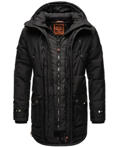 Stone Harbour Herren Winterjacke Parka TAHAA Schwarz Gr. 48 - Robuster Luxus mit Doppelkapuze - Modischer Winterparka von Stone Harbour. Mit wasserabweisendem Obermaterial und kuscheliger, doppelter Kapuze. Ideal für kalte Tage dank optimalem Kälteschutz und vielen praktischen Taschen.