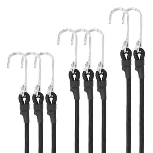 LTStore Spanngummi mit Haken,8er Expander mit Haken Gummispanner Gummibänder mit Haken 60cm Gepäckspanner für Sackkarre Gepäckträger Fahrrad Motorrad Camping Schwarz.