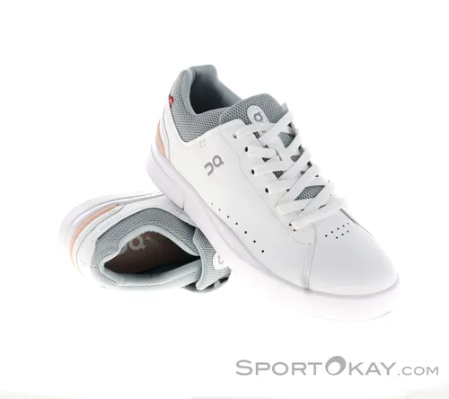 On The Roger Advantage Sneaker Damen - Komfort in white-rosehip, Größe 38 1/2 - Schuhe aus veganem Kunstleder, designt mit Roger Federer; atmungsaktives Mesh für optimalen Tragekomfort und Belüftung.