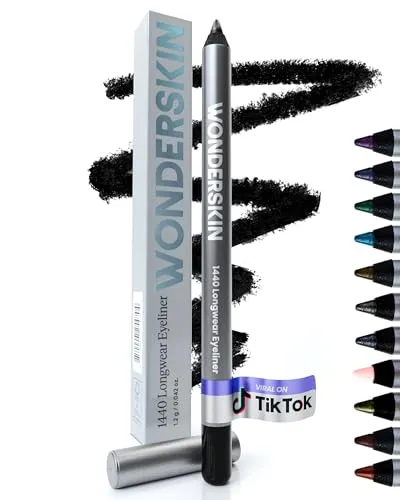 Wonderskin Eyeliner Stift 1440 - Wasserfester, anspitzbarer Kajalstift in Schwarz - Der Wonderskin Eyeliner Stift 1440 bietet 24 Stunden Halt ohne Nachbessern. Ideal für präzise Linien oder Smokey-Looks, sorgt er für intensive Farben und ein makelloses Finish – perfekt für jeden Anlass!