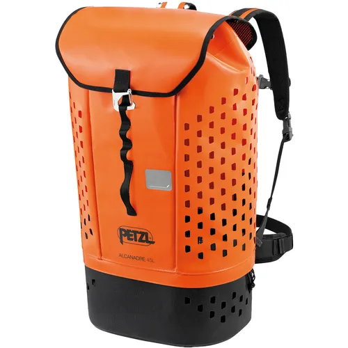 Petzl Alcanadre Guide 45 Orange/Black Transportsack - Zubehör für Canyongeher, 45 Liter Volumen, ergonomischer Komfort durch Polsterung und abnehmbaren Hüftgurt, wasserdurchlässig mit schnellem Zugriff auf Ausrüstung.