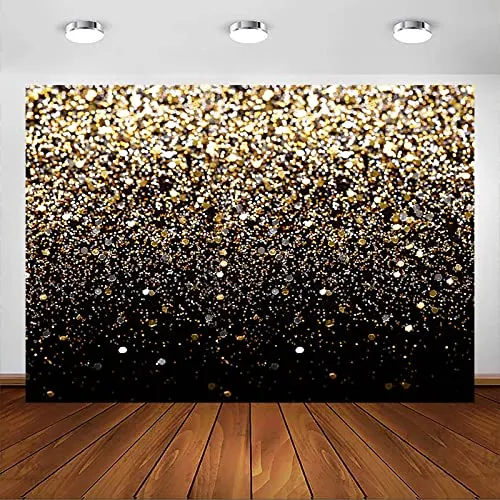 Mehofoto 2.2x1.5m Gold und Schwarz Bokeh Spots Fotografie Hintergrund Abstrakter Hintergrund Banner für Abschlussfeier Prom Selfie Braut Bachelorette Geburtstagsparty Photo Booth Studio Requisiten