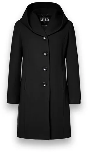 Milo Wintermantel Bella - Eleganter Damenmantel in Schwarz, Größe 40 - Der stylische Wintermantel Bella von Milo bietet dank seines Woll-Mix und der Kapuze optimalen Komfort und Stil für kalte Tage. Ideal für den Stadtbummel oder winterliche Spaziergänge.